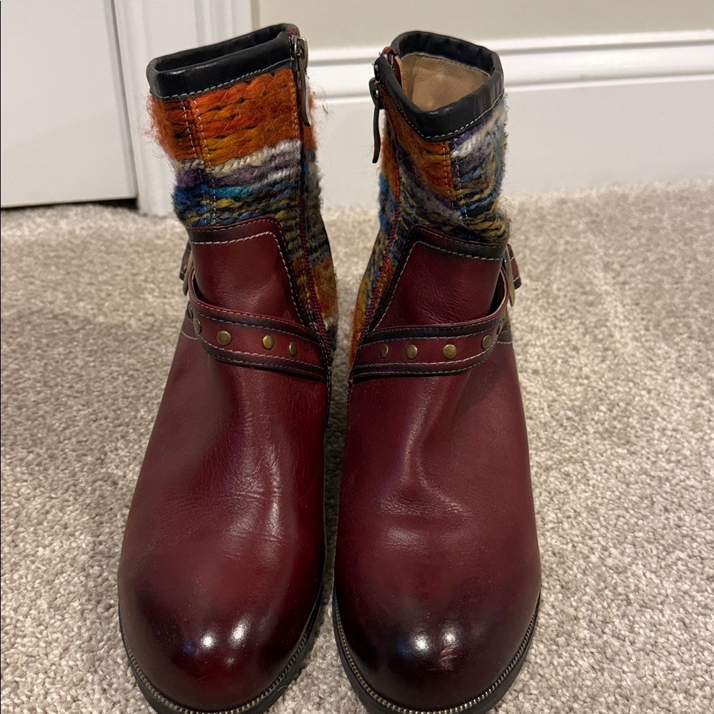 L’Artiste Tapestry Leather Boots Sz 39 - Picture 4 of 9